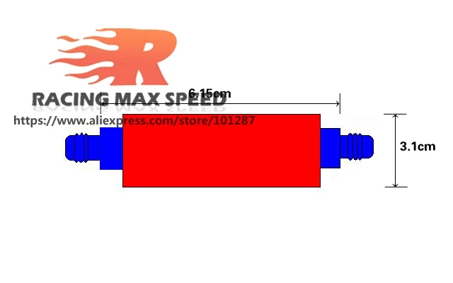 Aluminum JDM Car Fuel Oil Filter OD 32mm With 80 Microns 304 Steel Filter Element And AN6 / AN8 Fittings