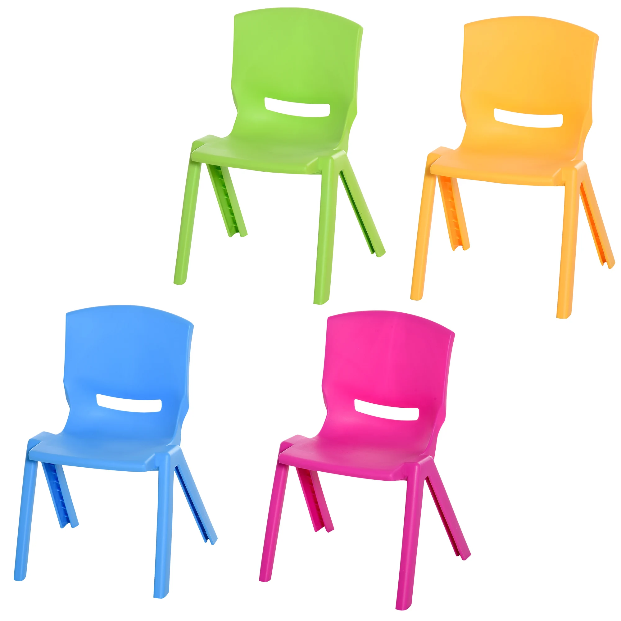 HOMCOM Children's Chairs PP 30kg 36x38x56,5 cm Multi-color Indoor Outdoor Learning Chairs 4 Set