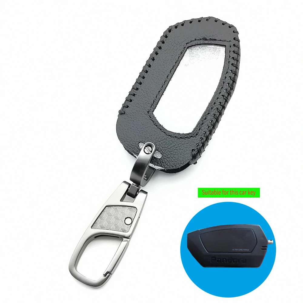 Hot Sale 100% Leather Key Case Protector Cover Keychain for Pandora DXL 4950 DX-90BT DX-91 LCD Two Way Car Alarm Remote Control