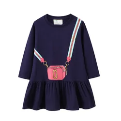 Jumping Meters New Arrival Princess Autumn Spring Tunic Dresses Cotton Bag Print Cute Party Girls Dresses Preppy Style Toddler