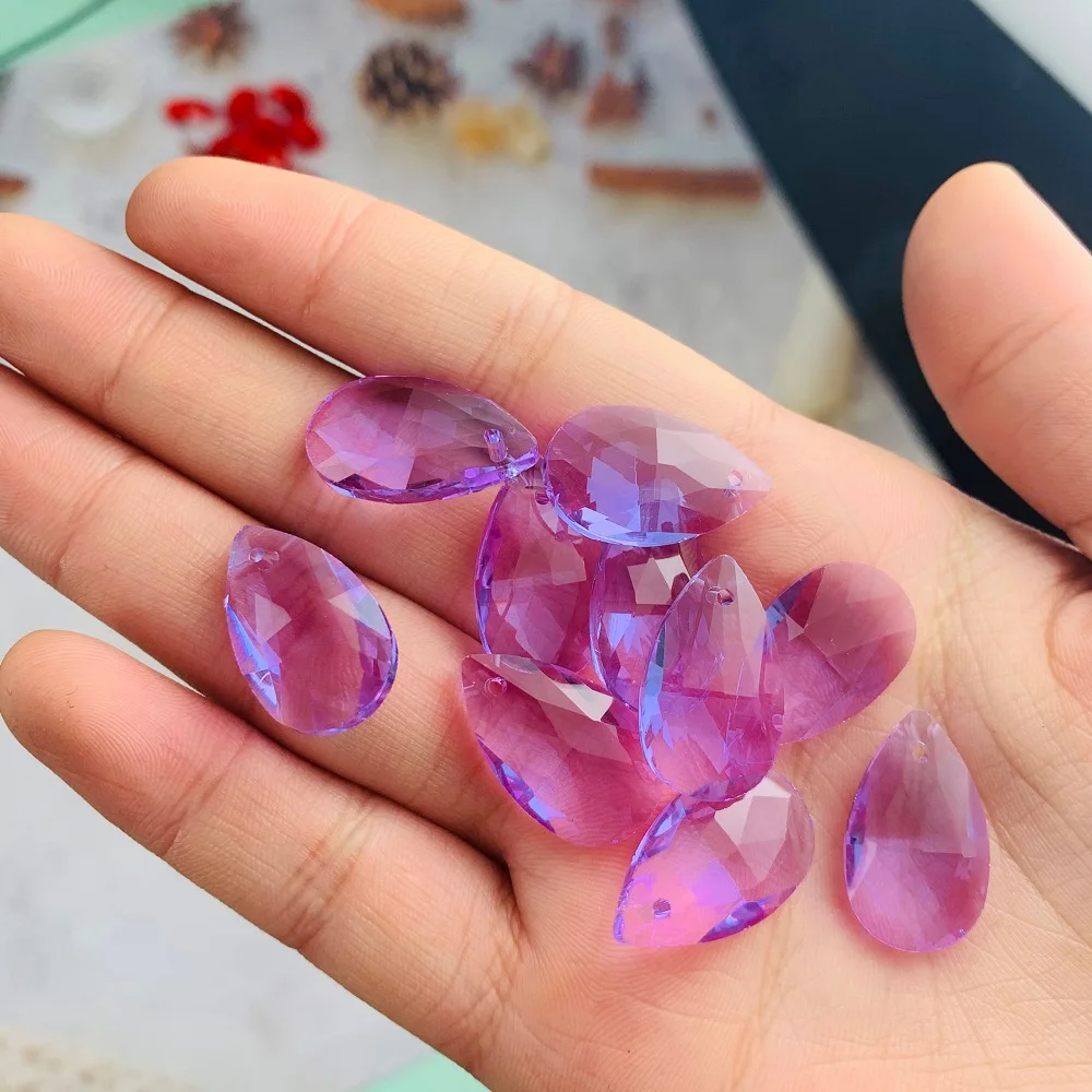 10PCS 12 Colors Angel Tears Crystal Pendants Teardrop Suncatcher Crystal Prisms Colorful Chandelier Lighting Part Wedding Decor