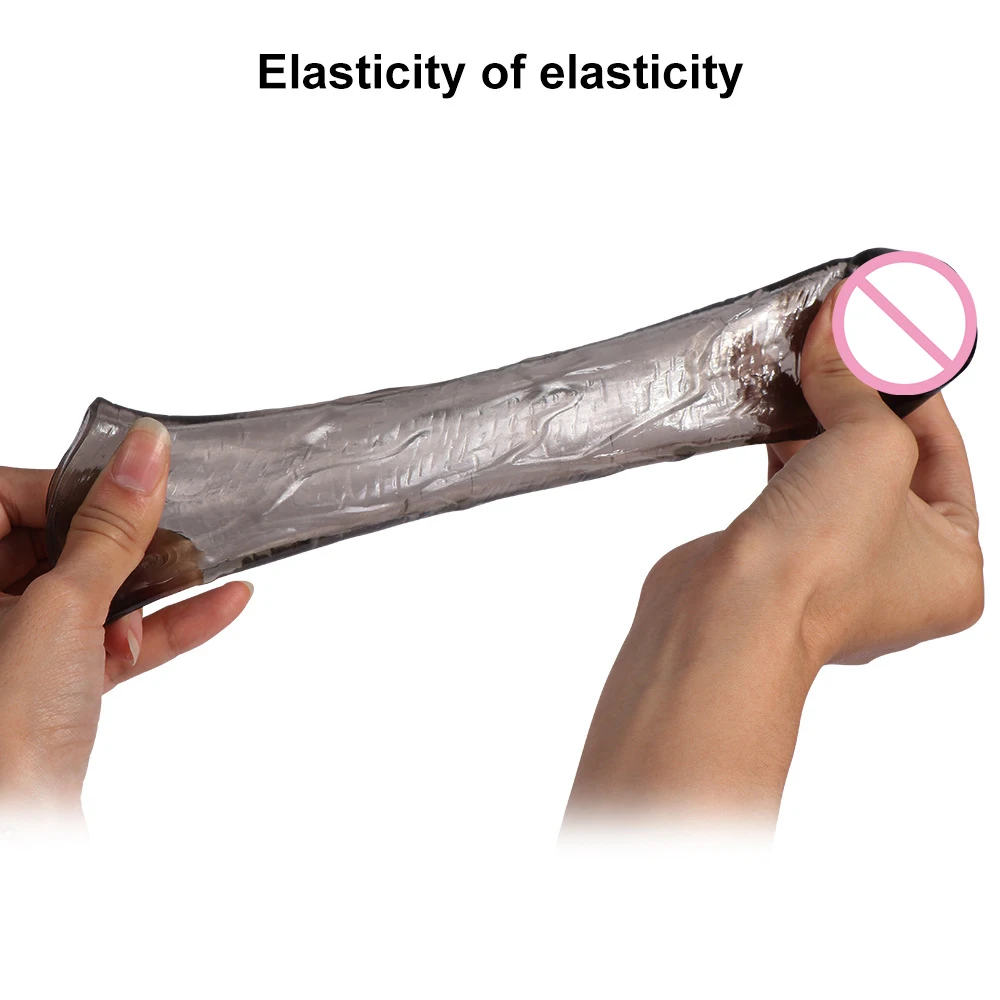 Man Nuo Huge Male Penis Enlargement Sleeve Reusable Condom Extender Dildo Enhancer Cock Delay Ejaculation Adult Sex Toys for Men