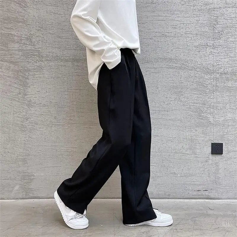 Men Straight Leg Suit Pants Spring And Autumn New Korean Slim British Fashion Slit Design Pure Color Versatile Pants