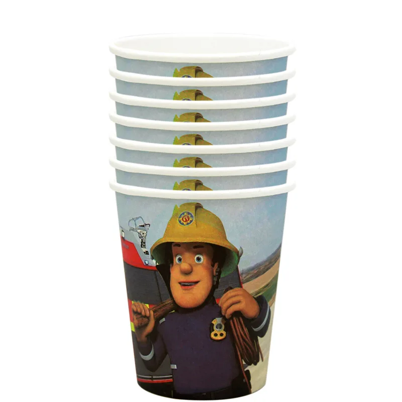 Fireman Sam Birthday Party Decorations Banner Fire Engine Fighter Theme Paper Cups Plates Favors boy Baby Shower party supplies