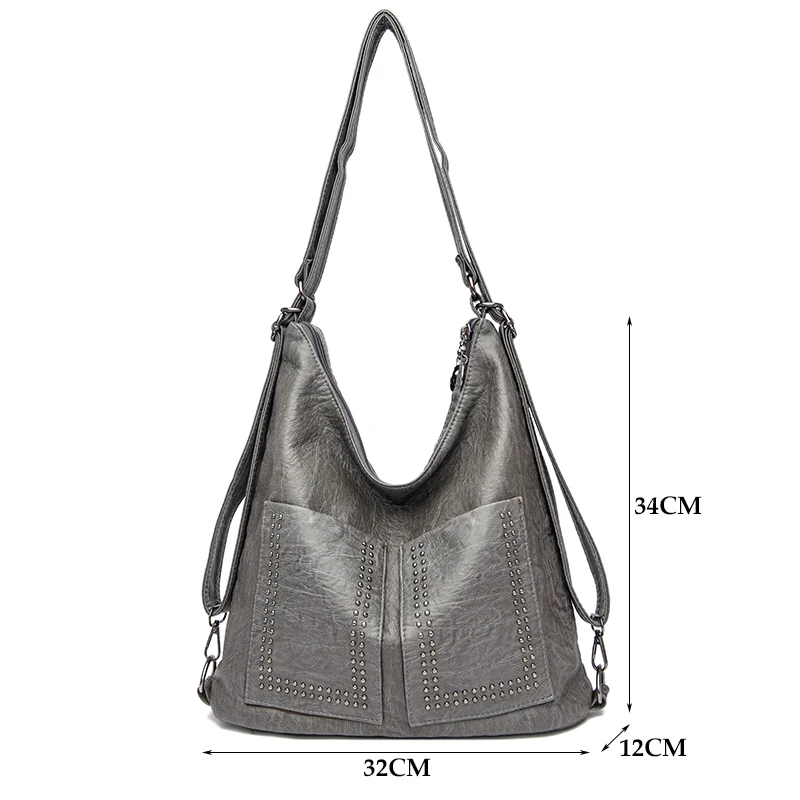 Fashion Rivet Handbags for Women Luxury Top Handle Bags Designer Tote Large Capacity Shoulder Bag Soft Leather Ladies Hand Bag