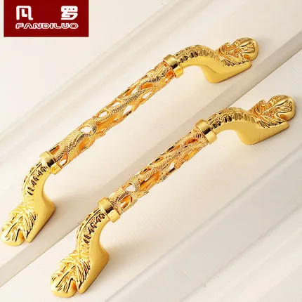 2pcs The handle European cabinet handle golden hollow out archaize furniture drawer handle perilla tirador pue