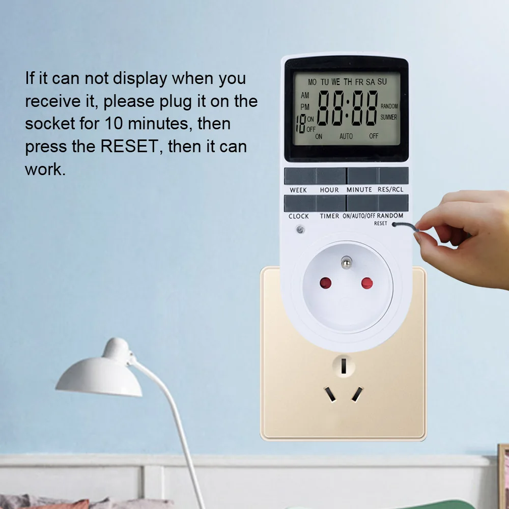 Programmer Timer Socket Timer Switch EU Fr BR UK Plug Electronic Timer Outlet Digital Kitchen Plug Sockets 7 Day 12/24 Hour