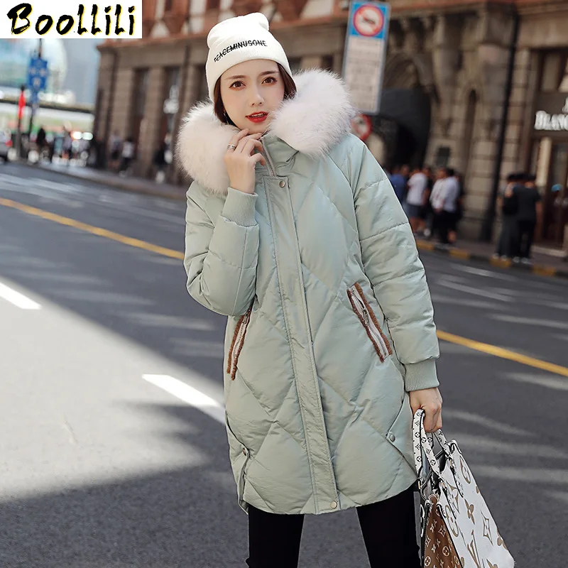 

Duck Down Boollili Jacket Women Clothes 2023 Winter Coat Women Fox Fur Collar Hooded Korean Puffer Jacket Women Warm Parka