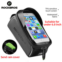 ROCKBROS Bicycle Bag 6.0 6.2 6.5 Inch Phone Case Touch Screen Bike Bags Waterproof MTB Road Front Tube Frame Cycling Bag