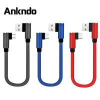 ANKNDO USB Type C Short Cable 90 Degree Phone Charger Cord 25cm Mini Micro USB Data Cable For Powerbank Laptop Charge Cable Wire