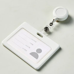 White Horizontal Vertical Work Card Holder with Badge Reel Access Card Case Company Staff Medical Workers Employee's Card Sleeve