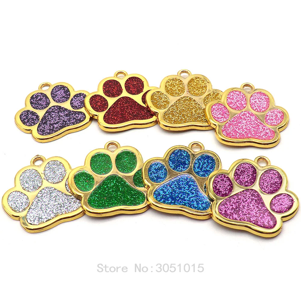 Wholesale 100Pcs Golden Paw Dog ID Tag Personalized Puppy ID Tag Pet Collar Accessories Custom Dogs Anti-lost Name Tags Pendant