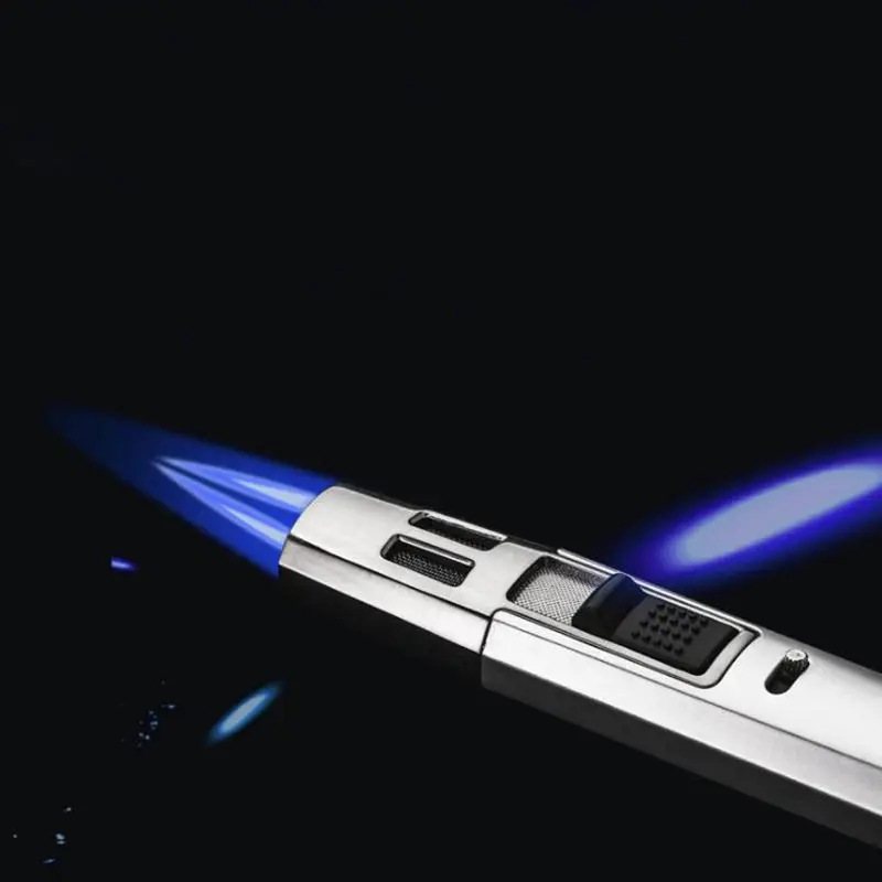 Metal Gas Lighters Portable Long Strip Windproof Lighter Creative Cigarette Lighter Butane Torch Lighter Double Cross Flame