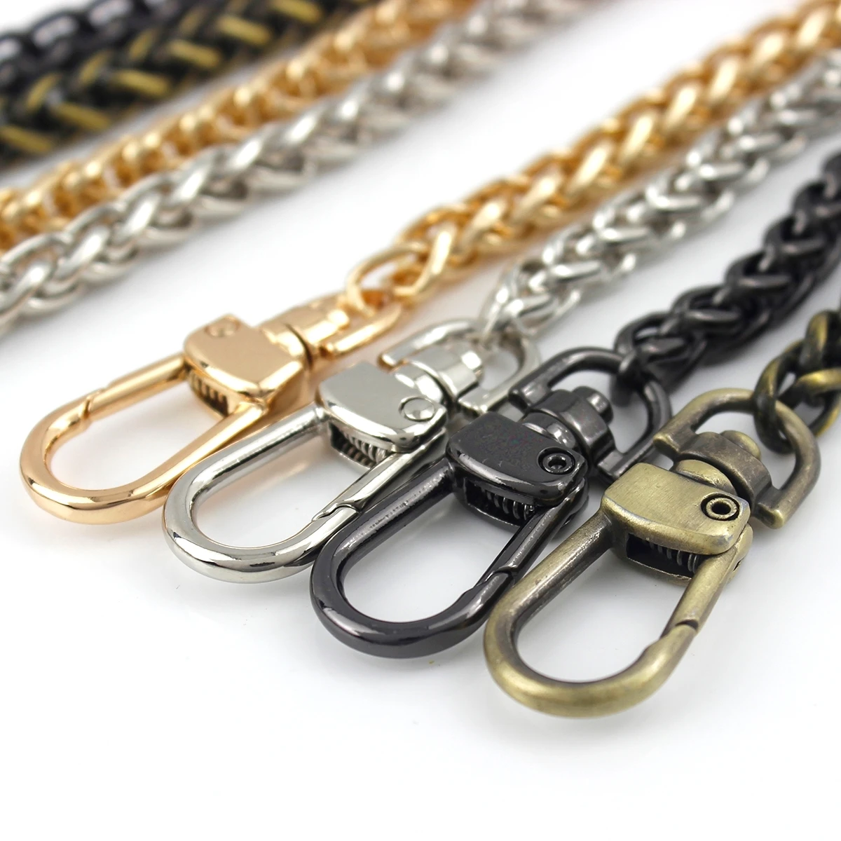 120 cm lange, austauschbare Metall-Drehkette mit Haken für Schultertaschen, Handtaschen, Tragegriffe, Ketten, Umhängegurte, Accessoires und Beschläge. – Detail 6