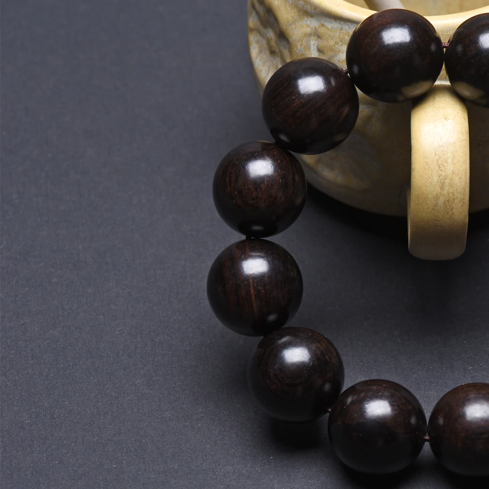 Natural black wood rosary Tibetan Buddhism horse Buddhist bracelet rosary 15mm18mm20mm wooden bracelet jewelry