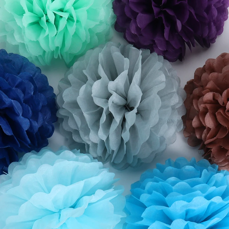 5pcs 10cm 20cm 30cm Paper Pom Poms Flower Balls For Wedding  Decoration Birthday Party Supplies Paper Pompoms Home Decor