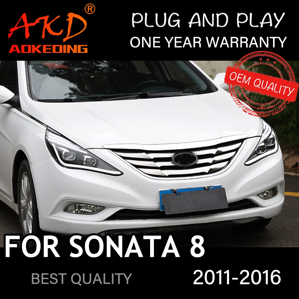 Headlight For Hyundai Sonata 8 2011-2016 Car автомобильные товары LED DRL Hella 5 Xenon Lens Hid H7 Sonata Car Accessories