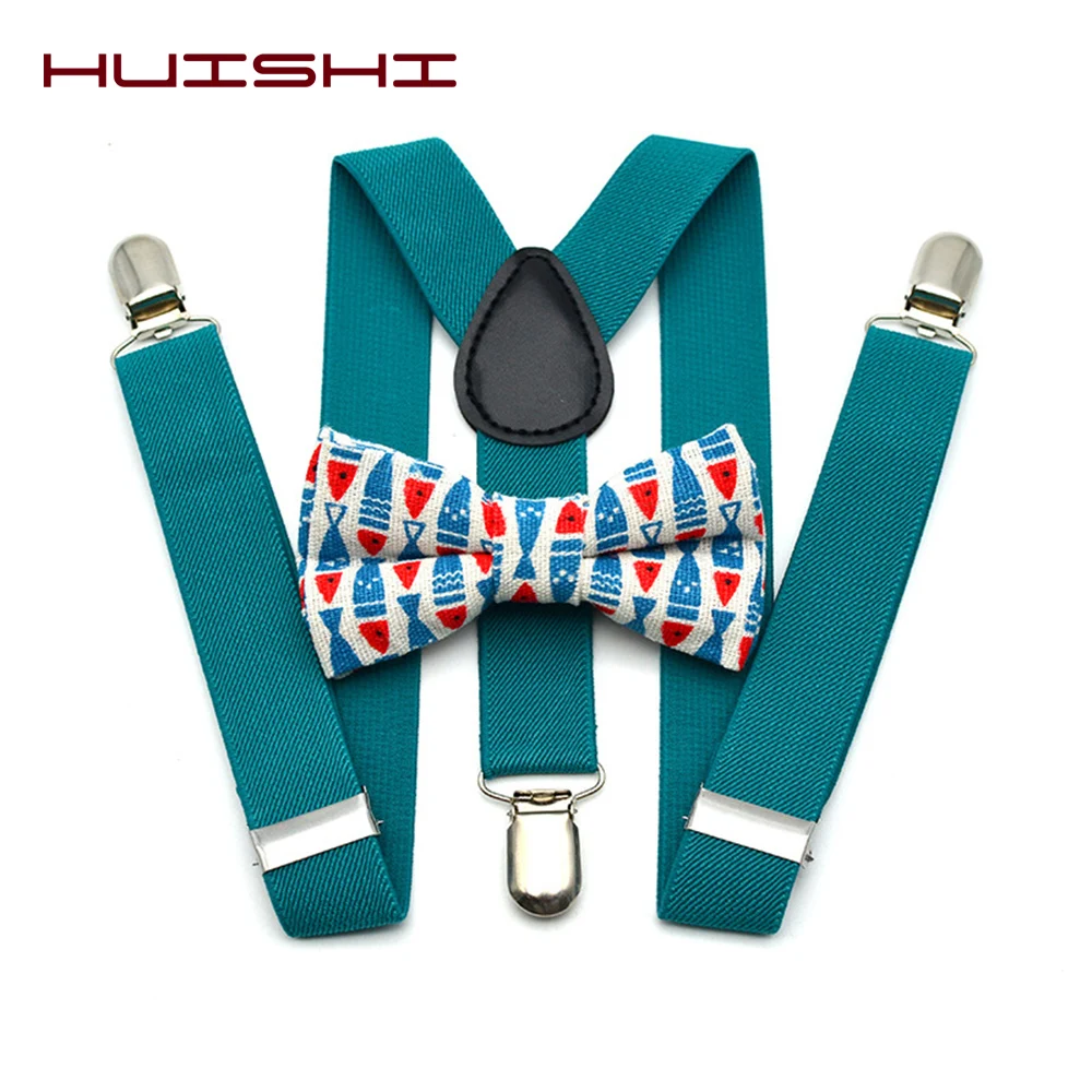 HUISHI Baby Boy Buspenders Luxury Bow Tie Sets Fashion New Design High Elastic Butterfly Knot Bowtie Kids Wedding Accessories