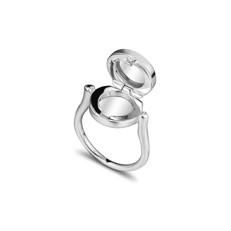 Signature Round Open Lock Silver Rings for Women Fine 925 Sterling Silver Jewelry Charm Women Rings Jewellery DIY Type Girl Ring