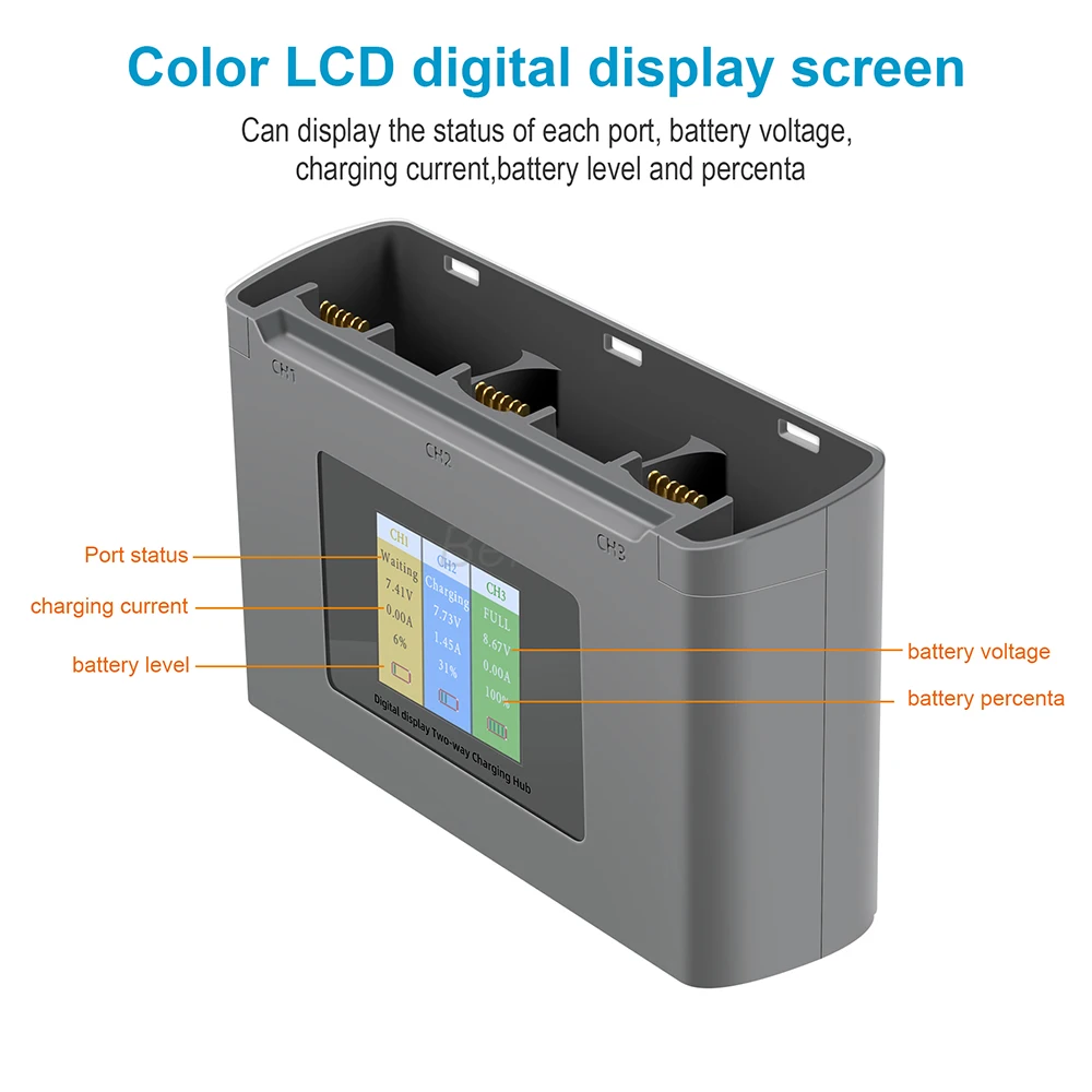 Chargeur Double Pour Batteries De Drone Mini 4K/Mini 2 Avec écran LCD Et Charge Rapide PD