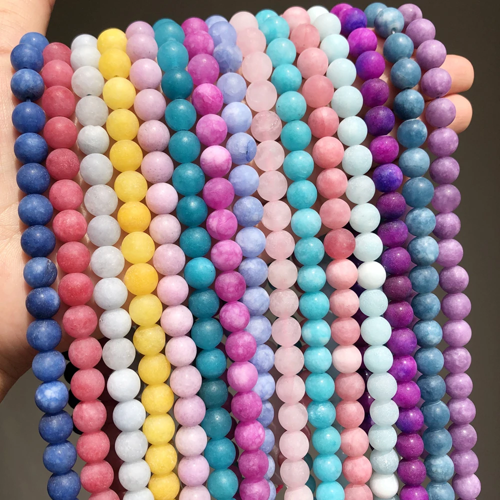 Matte Natural Stone Beads Polish Frosted Amazonite Jades Beads for Needlework Jewelry Making DIY Bracelet Accessories 6/8/10MM