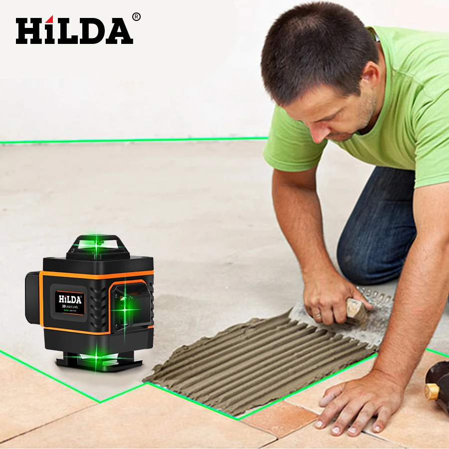 HILDA 3D/4D Laser Level Level Self-Leveling 360 Horizontal And Vertical Cross Super Powerful Green Laser Level