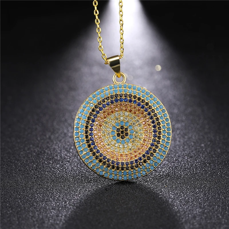 Juya 2020 New Arrival Micro Pave Zircon Greek Turkish Evil Eye Charms Pendant Necklace For Women Men New Year\'s Gift Jewelry