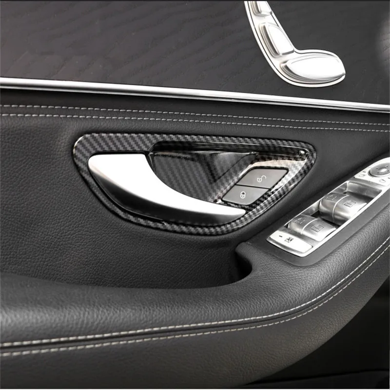 Car Interior Door Handle Bowl Stickers Case For Mercedes Benz C E Glc Class W205 X253 Glc260l E3000l C200l 2015-2021 Car Styling