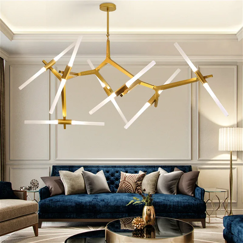 

Modern restaurant LED chandelier lighting Nordic gold black hanging lamp living room bedroom lamp kitchen dining chandelier