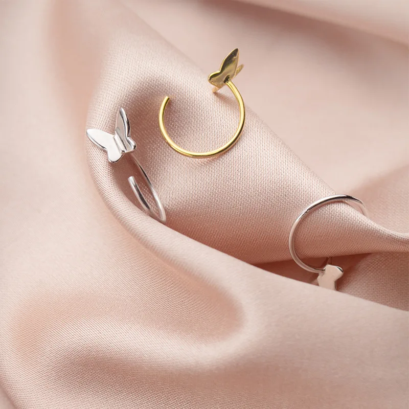 100% 925 Sterling Silver Prevent Allergy Butterfly Stud Earrings for Women Girls Jewelry Accessories