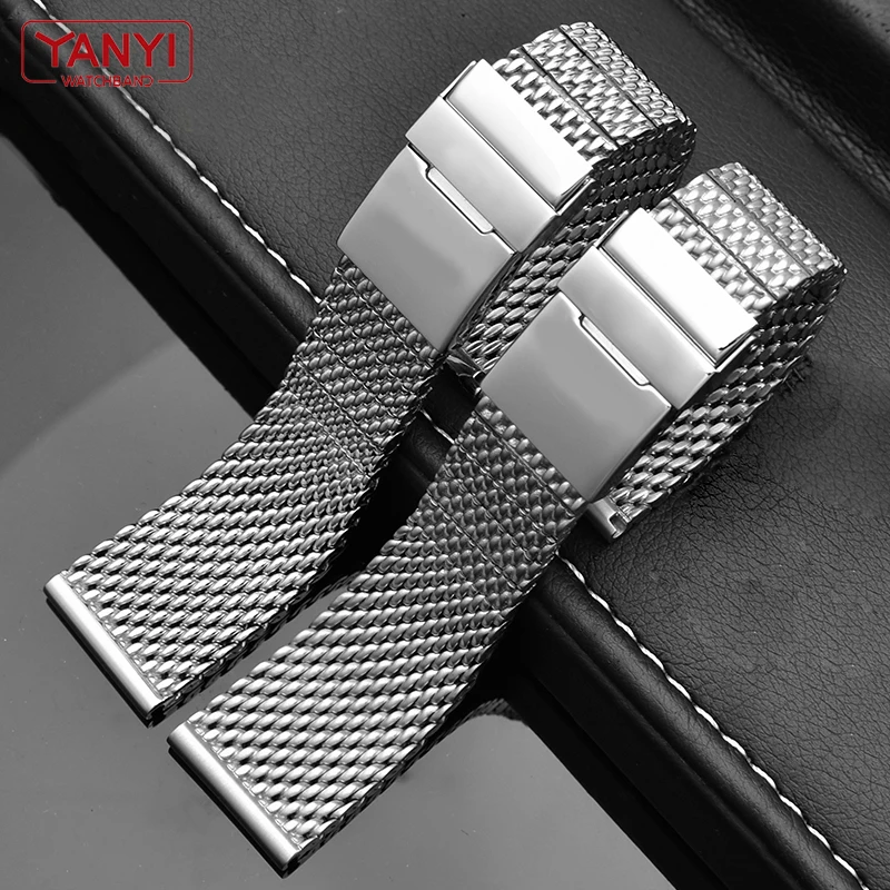 High quality 316L stainless steel watchband solid metal band for breitling AB2010 Watch strap mens luxury 22 24mm mesh bracelet