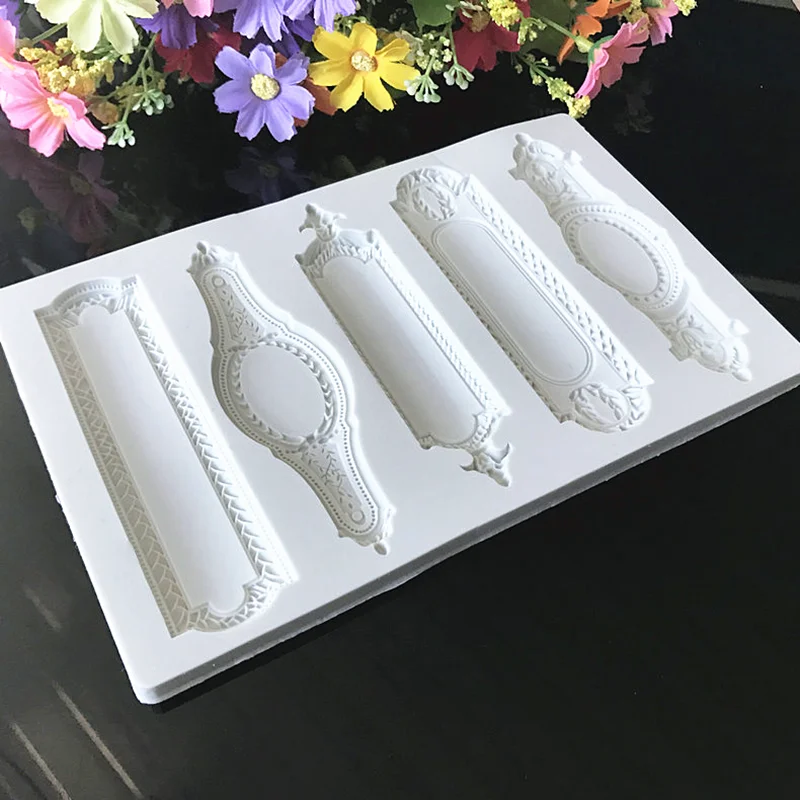European Style Long Photo Frame Silicone Mold Kitchen Baking Decoration Tool Resin DIY Cake Chocolate Fondant Moulds Accessories