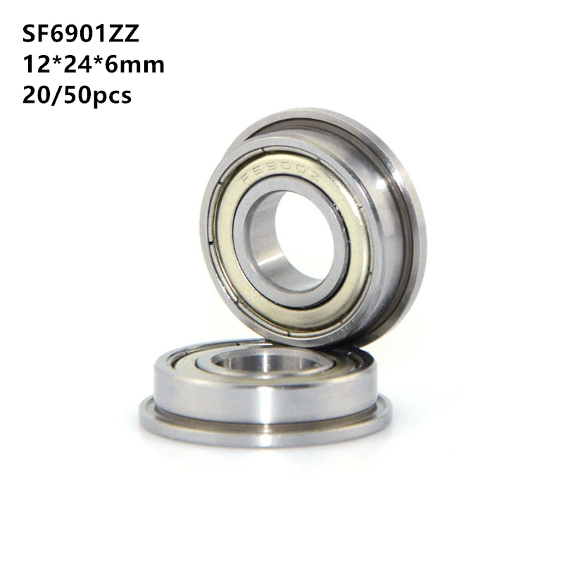 

20/50pcs ABEC-5 stainless steel flanged bearing SF6901 SF6901Z SF6901ZZ 12*24*6mm flange deep groove ball bearings 12x24x6mm