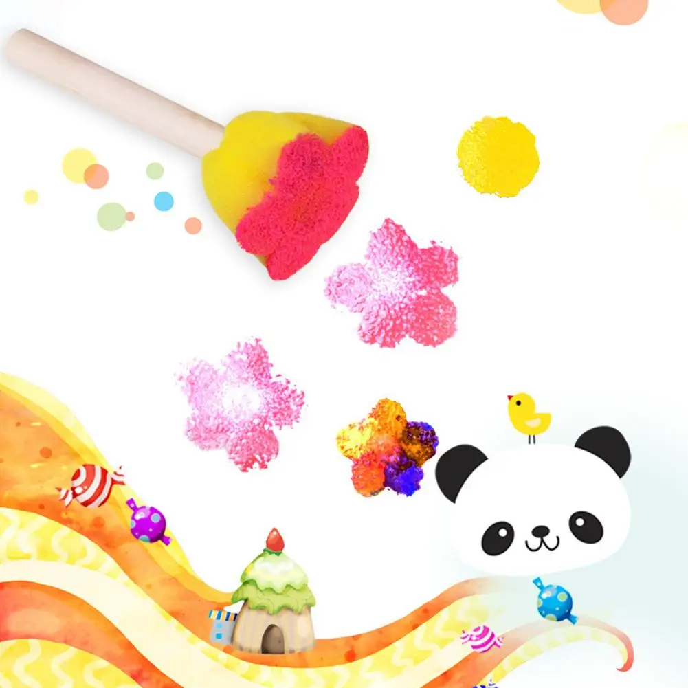 5 개/대 DIY 나무 벽 아트 페인팅 브러쉬 어린이를위한 스폰지 낙서 회화 도구 조기 드로잉 완구 홈 페인트 용품