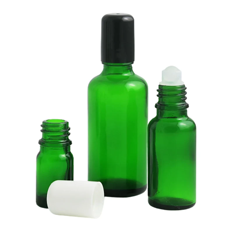 200 x 5ml 10ml 15ml 20ml 30ml 50ml 100ml Green Glass Roll on Containers 1/6OZ 1/3OZ 1/2OZ 1OZ Glass Roller Ball Containers