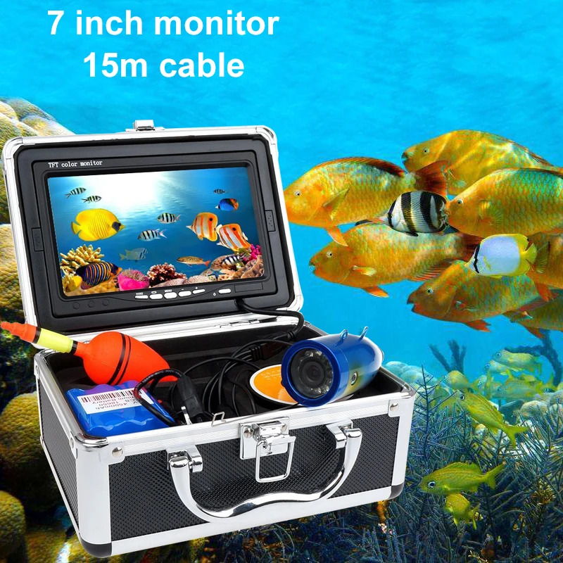 

15m 30m 50m Underwater Fishing Video Camera Fish Finder IP68 Waterproof 12 LEDs 7inch Monitor