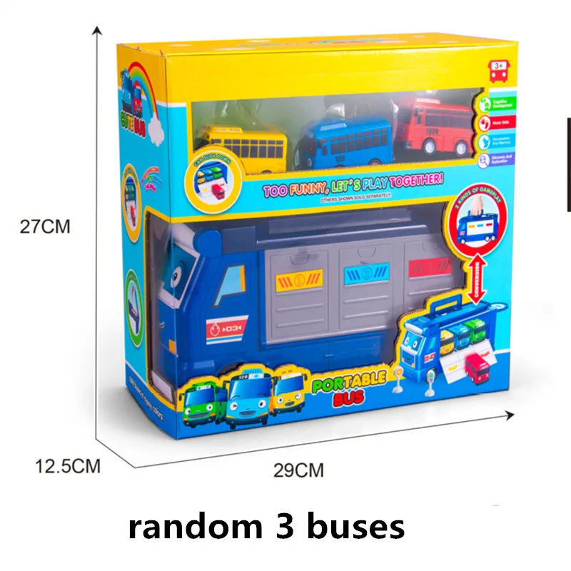 Korean Cartoon Toy Bus Set Parking Lot Assembled Garage City Bus Station Headquarters Model with 2 Mini Tayo Car Kids Gift