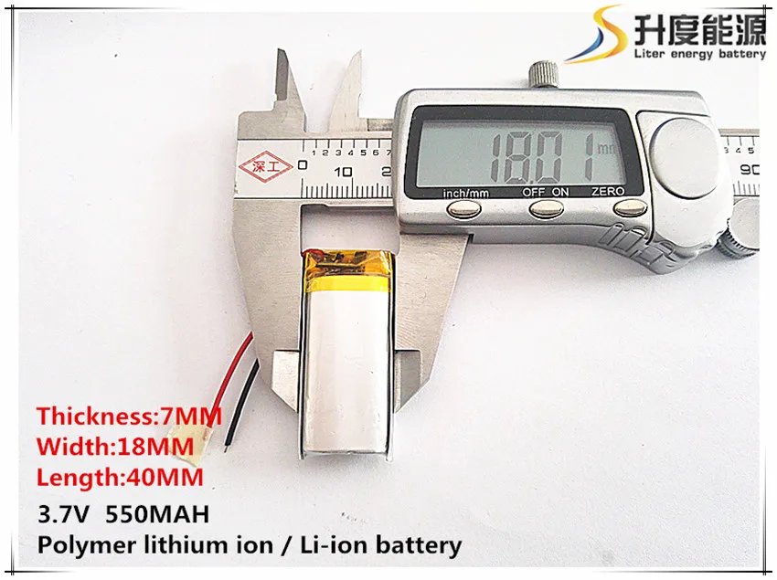 3.7 V,550 mAH,[701840] PLIB; polymer lithium ion/Li-Ion แบตเตอรี่สำหรับ GPS, mp3,mp4,mp5,dvd,bluetooth,ของเล่น
