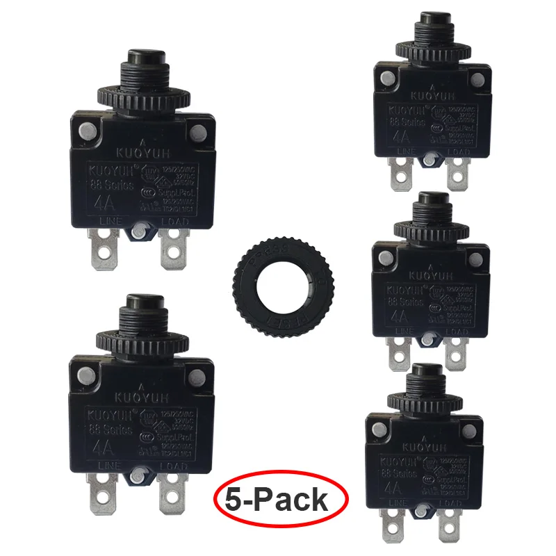 

5 pcs Kuoyuh 88 series 3A 4A 5A 6A7A8A9A10A12A15A16A18A20A25A30 plastic nut resettable thermal motor protection circuit breaker