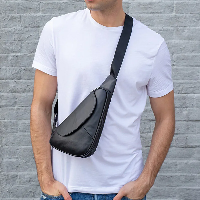 Mochila Vintage de cuero genuino para hombre, bandolera de un solo hombro, para montar al aire libre