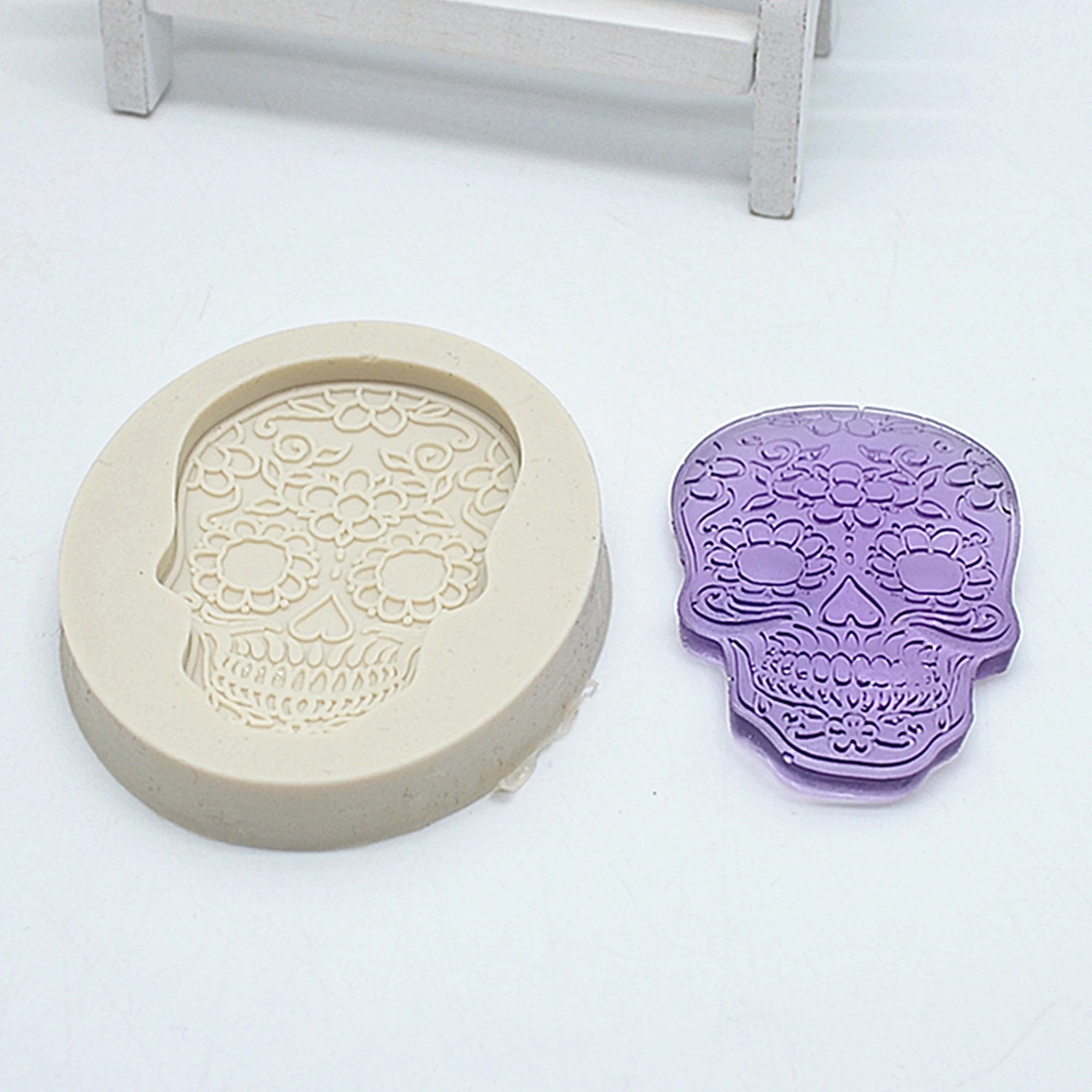 DIY Skull Fondant Cake Silicone Mold Halloween Skull Shaped For Baking Polymer Clay Chocolate Pastry Decoration Tools