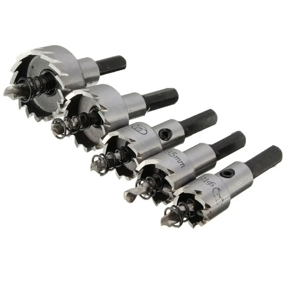 Titanium Coated 5PCs 16-30mm HSS Drill Bit Hole Saw Stainless Steel Metal Alloy