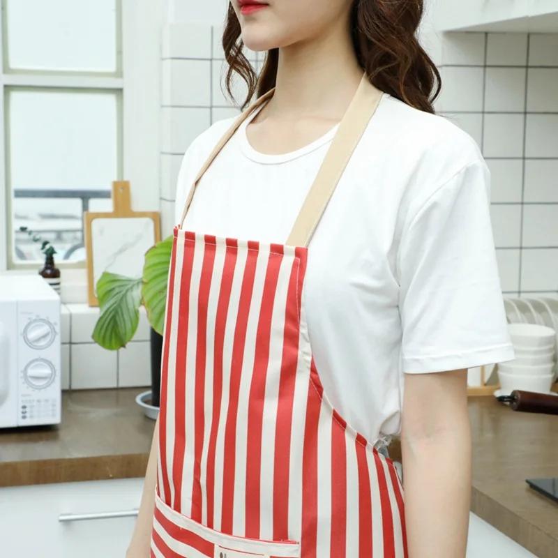 Simple Kitchen Apron Stripe Sleeveless BBQ Bib Apron For Women Cooking Baking Restaurant kids apron Pinafore