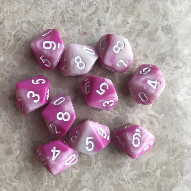 Dados digitales de dos colores de 10 caras, juego de mesa DND, 0-9, 10 lados, 10 unids/set