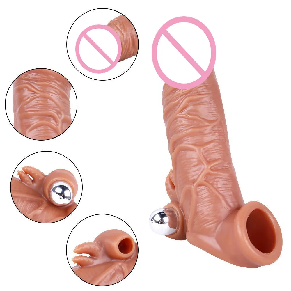 Large Penis Sleeve Reusable Comdom Delay Spike Clit Ejaculation Penis Sleeve Dick Male Dildo Enlargers Sex Toys for Men