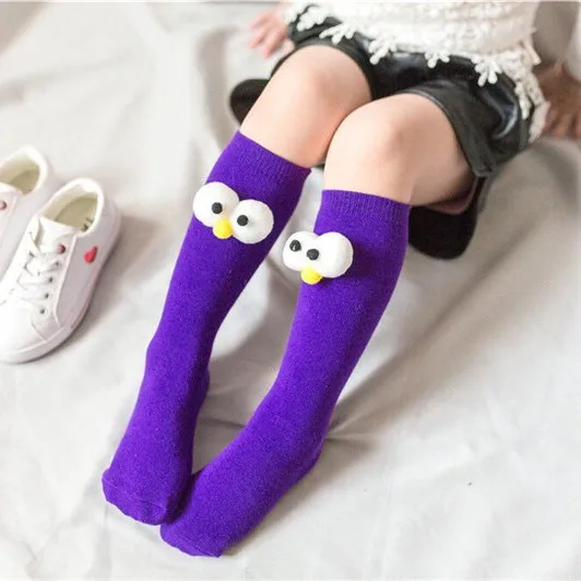 Baby Boys Girls Cotton Socks Children Lovely Cartoon 3D Big Eyes Infant Pure Color Long Socks Spring Autumn Kids Sock