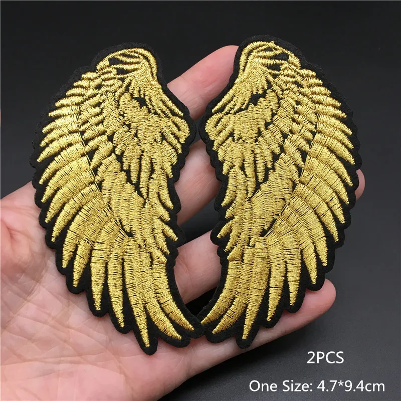 Parche militar bordado alas doradas estrellas – Insignia táctica para planchar - imagen 2