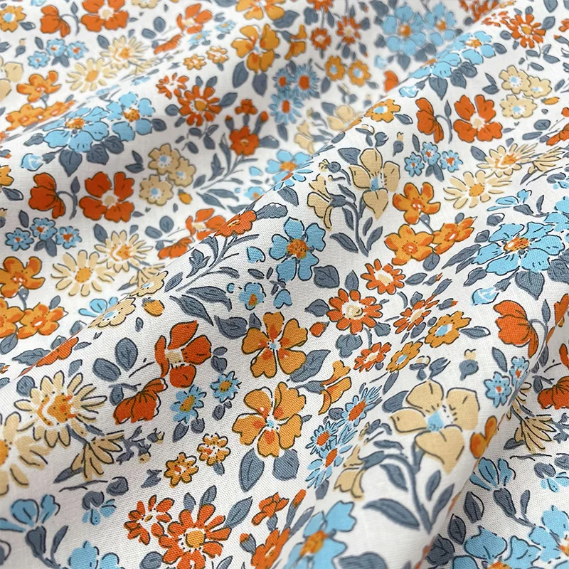 145x50cm Small Floral Poplin Cotton Fabric Making Summer Dress Children\'s Clothing Handwork Cloth