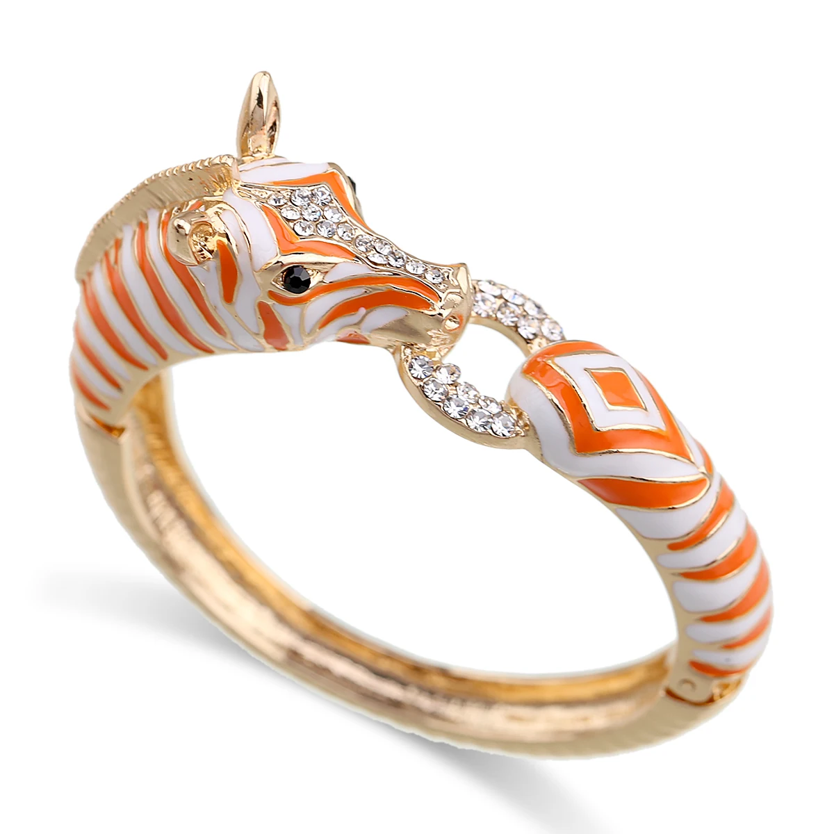Newest Trendy Gold Plated Crystals Zebra Women Bracelet Fashion Statement Enamel Color Bangle For Girls Party Cuff Jewelry