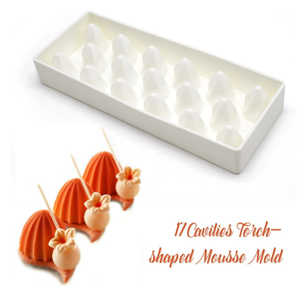 17 Cavity Mini Torch Head Dessert 3D Silicone Mold Art Mousse Cake Mould Chocolate Pan Baking Pastry Mold Kitchen Accessories